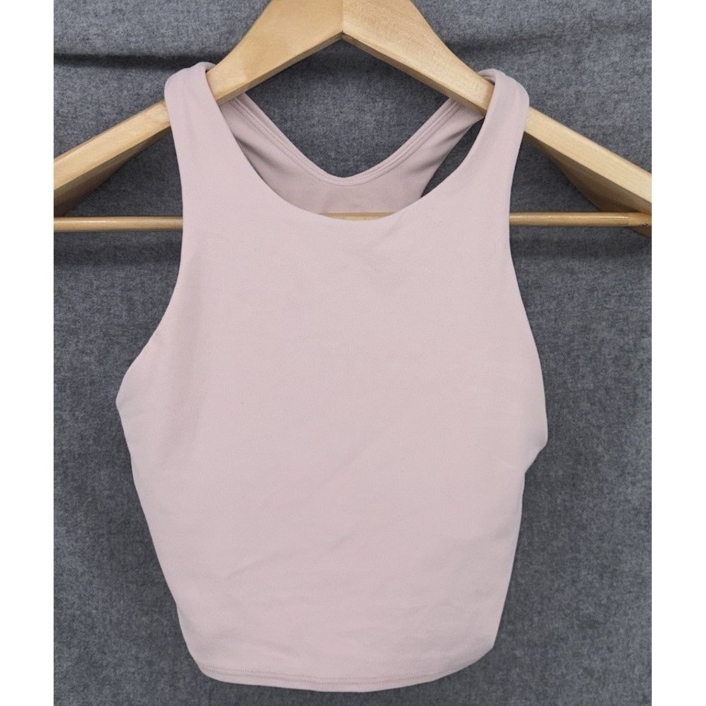 Athleta Conscious Crop Pink Sports Bra Tank Top XS Unpadded High Neck